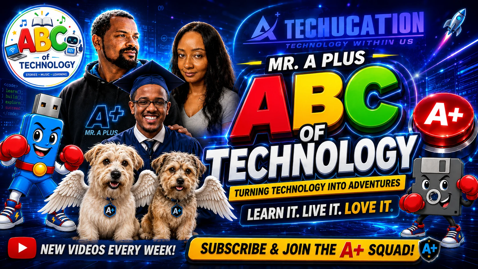Colorful ABC technology family learning adventure